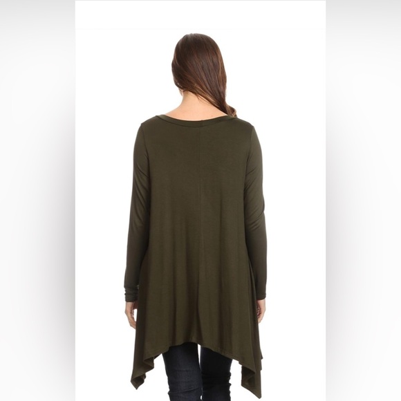 NWOT Reb & J 220 Women’s Olive Green Asymmetrical Dress Tunic Top Cover Up - Picture 8 of 8